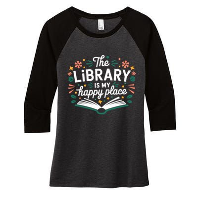 Library Book Lover Reading Teacher Librarian Student Gift Women's Tri-Blend 3/4-Sleeve Raglan Shirt