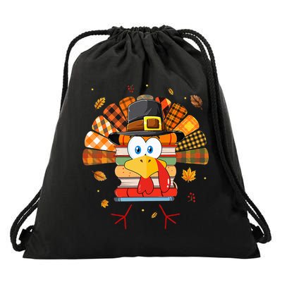 Librarian Book Lover Reader Funny Turkey Thanksgiving Fall Drawstring Bag