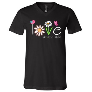 Love Babcia Life Cute Matching Family V-Neck T-Shirt