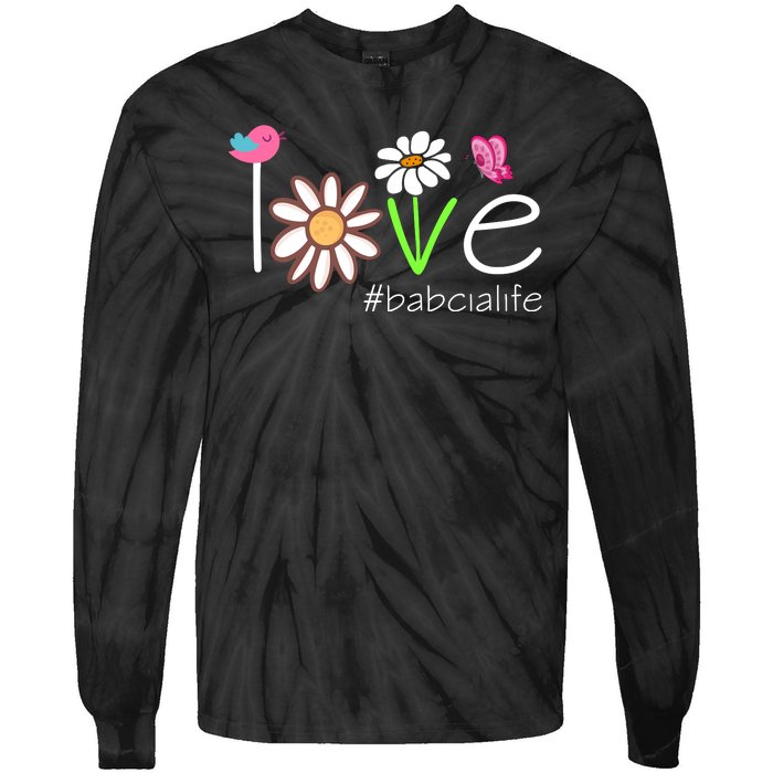 Love Babcia Life Cute Matching Family Tie-Dye Long Sleeve Shirt