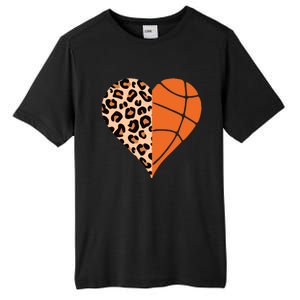 Love Basketball Leopard Printing Heart Funny Basketball Mom Cool Gift Tall Fusion ChromaSoft Performance T-Shirt