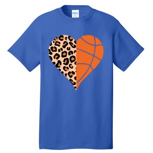 Love Basketball Leopard Printing Heart Funny Basketball Mom Cool Gift Tall T-Shirt