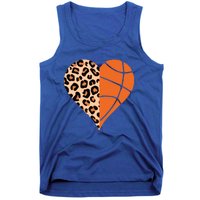 Love Basketball Leopard Printing Heart Funny Basketball Mom Cool Gift Tank Top