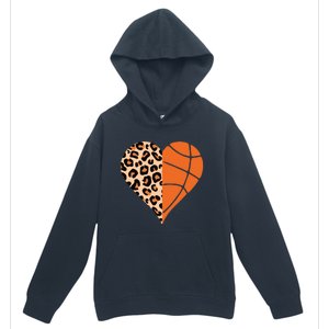 Love Basketball Leopard Printing Heart Funny Basketball Mom Cool Gift Urban Pullover Hoodie