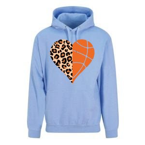 Love Basketball Leopard Printing Heart Funny Basketball Mom Cool Gift Unisex Surf Hoodie