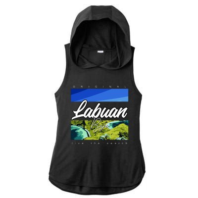 Labuan Bajo Live The Search Ladies PosiCharge Tri-Blend Wicking Draft Hoodie Tank