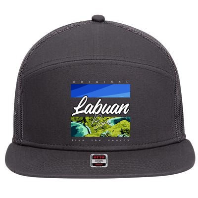 Labuan Bajo Live The Search 7 Panel Mesh Trucker Snapback Hat