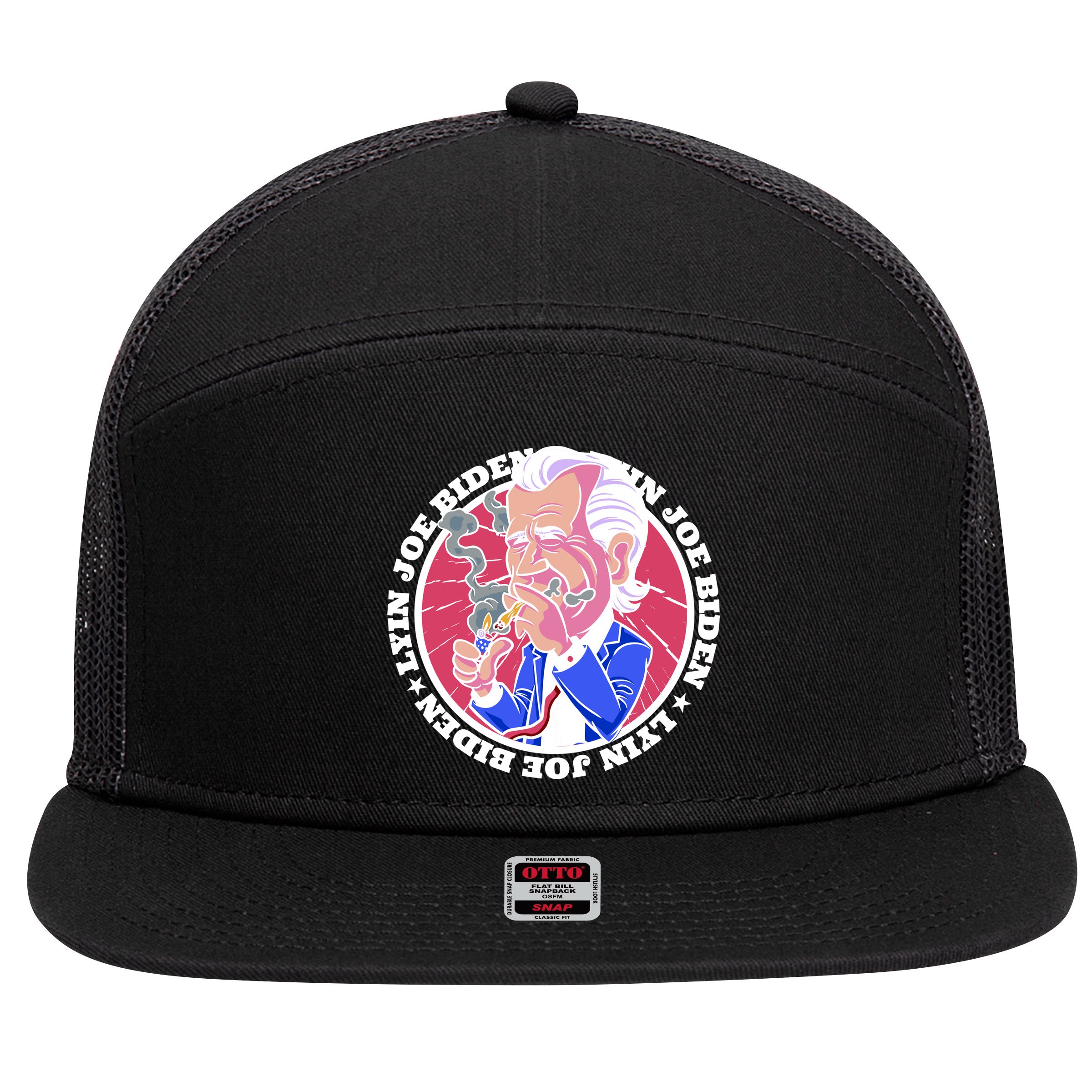 Lyin Biden 7 Panel Mesh Trucker Snapback Hat