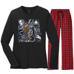 Lowrider Bike LA Chicano Cholo Los Angeles Lowrider Women's Long Sleeve Flannel Pajama Set 