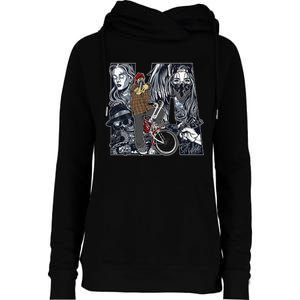 Lowrider Bike LA Chicano Cholo Los Angeles Lowrider Womens Funnel Neck Pullover Hood