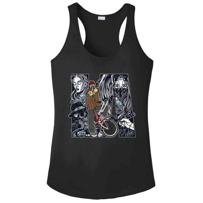 Lowrider Bike LA Chicano Cholo Los Angeles Lowrider Ladies PosiCharge Competitor Racerback Tank