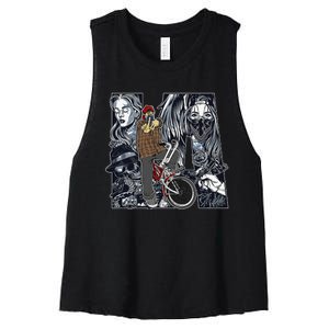 Lowrider Bike LA Chicano Cholo Los Angeles Lowrider Women's Racerback Cropped Tank