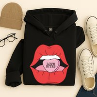 Love Bites Lip Graphic – Bold & Edgy Style Statement Hoodie