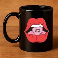 Love Bites Lip Graphic – Bold & Edgy Style Statement 11oz C Handle Ceramic Mug