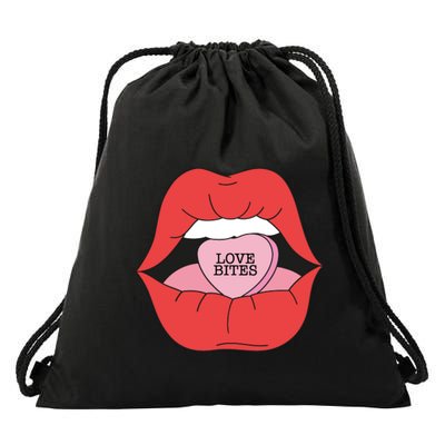 Love Bites Lip Graphic – Bold & Edgy Style Statement Drawstring Bag