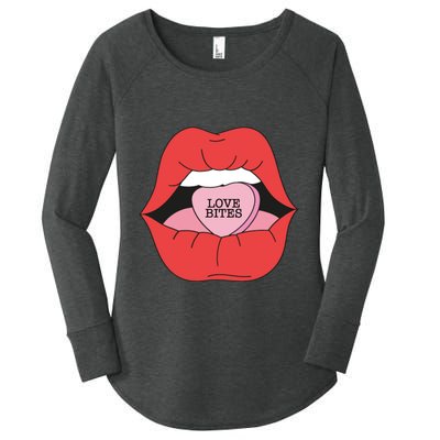 Love Bites Lip Graphic – Bold & Edgy Style Statement Women's Perfect Tri Tunic Long Sleeve Shirt