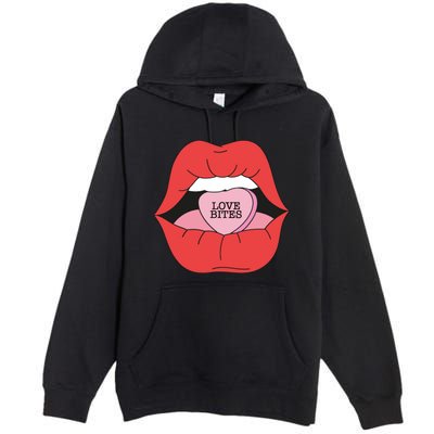 Love Bites Lip Graphic – Bold & Edgy Style Statement Premium Pullover Hoodie