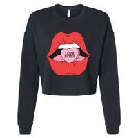 Love Bites Lip Graphic – Bold & Edgy Style Statement Cropped Pullover Crew