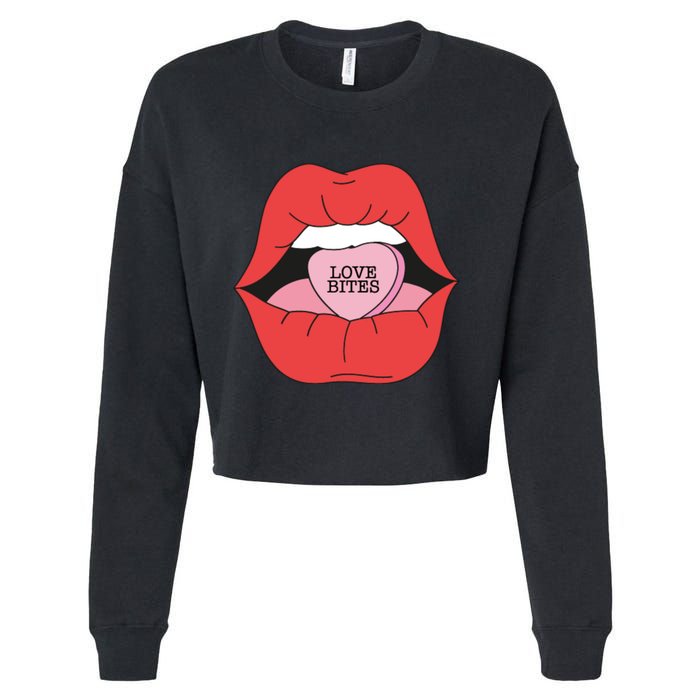 Love Bites Lip Graphic – Bold & Edgy Style Statement Cropped Pullover Crew