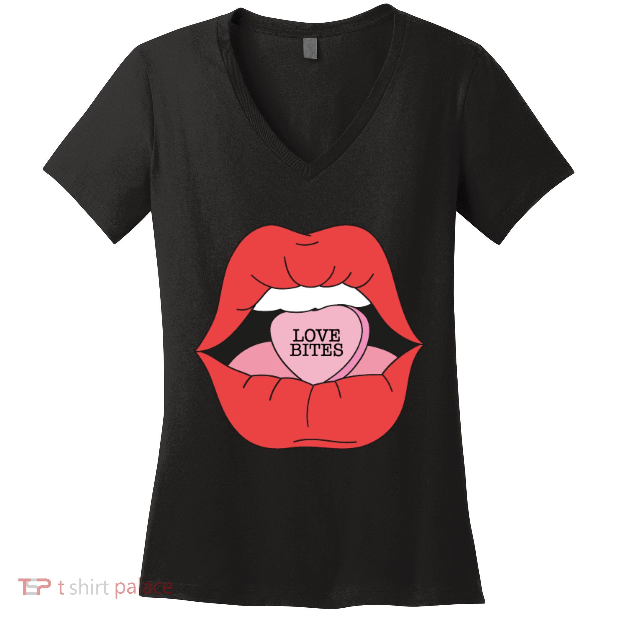 Love Bites Lip Graphic – Bold & Edgy Style Statement Women's V-Neck T-Shirt