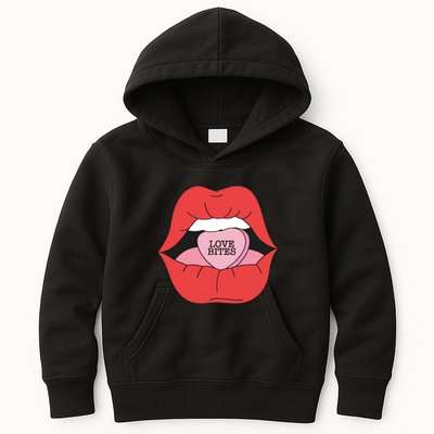 Love Bites Lip Graphic – Bold & Edgy Style Statement Kids Hoodie