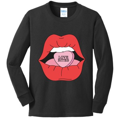 Love Bites Lip Graphic – Bold & Edgy Style Statement Kids Long Sleeve Shirt