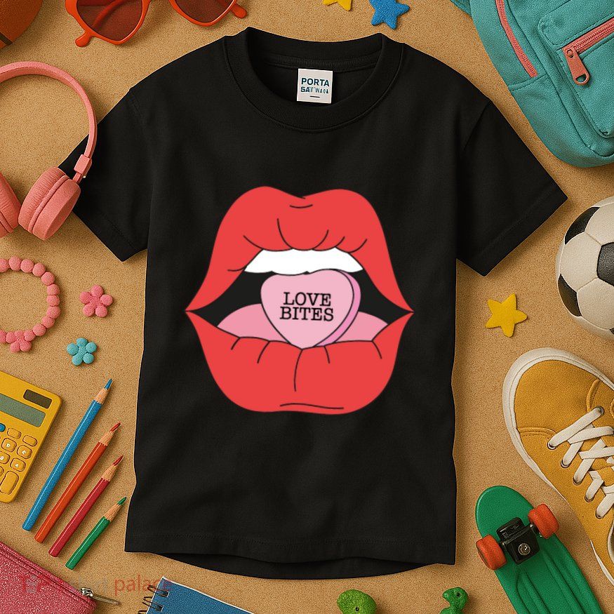 Love Bites Lip Graphic – Bold & Edgy Style Statement Kids T-Shirt