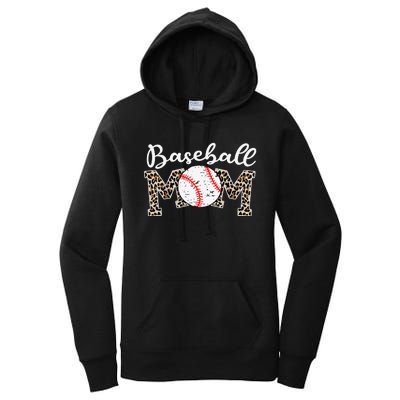 Leopard Baseball Mom Life Game Day Mothers Day Women's Pullover Hoodie