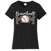 Leopard Baseball Mom Life Game Day Mothers Day Women's T-Shirt