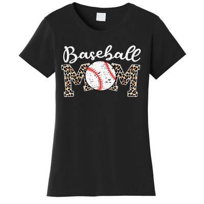 Leopard Baseball Mom Life Game Day Mothers Day Women's T-Shirt