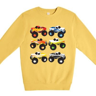 Little Boys Monster Trucks Pickup Truck Funny School Gift Premium Crewneck Sweatshirt