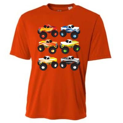 Little Boys Monster Trucks Pickup Truck Funny School Gift Cooling Performance Crew T-Shirt