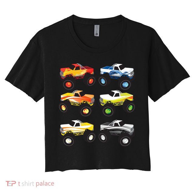 Little Boys Monster Trucks Pickup Truck Funny School Gift Crop Top