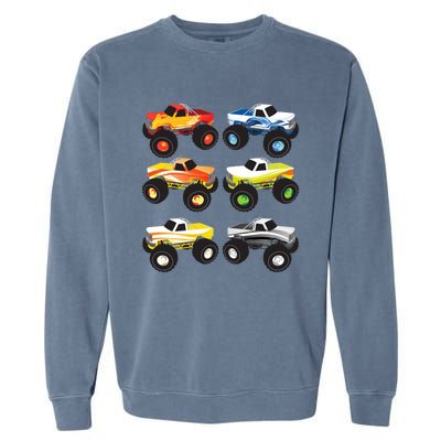 Little Boys Monster Trucks Pickup Truck Funny School Gift Garment-Dyed Sweatshirt