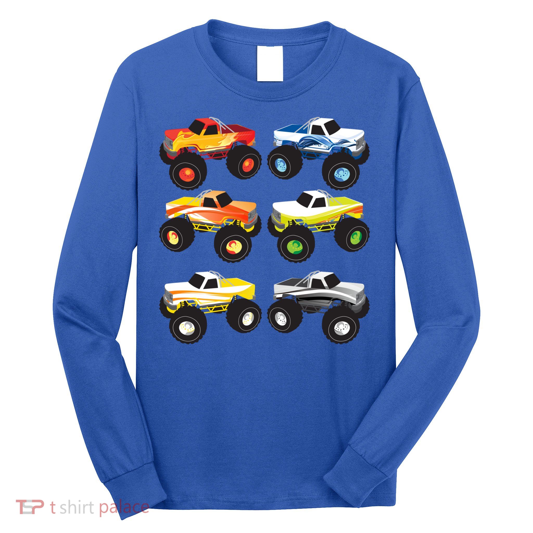 Little Boys Monster Trucks Pickup Truck Funny School Gift Long Sleeve Shirt