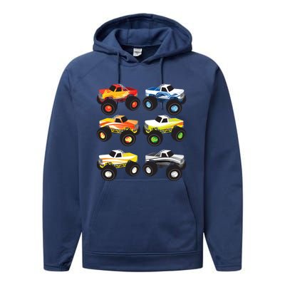 Little Boys Monster Trucks Pickup Truck Funny School Gift Performance Fleece Hoodie