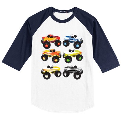 Little Boys Monster Trucks Pickup Truck Funny School Gift Baseball Sleeve Shirt