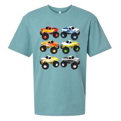 Little Boys Monster Trucks Pickup Truck Funny School Gift Sueded Cloud Jersey T-Shirt