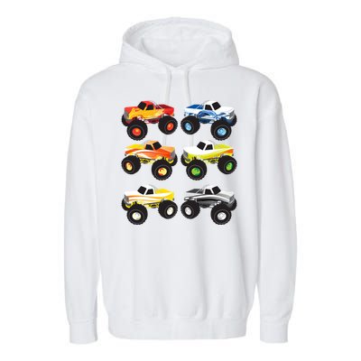 Little Boys Monster Trucks Pickup Truck Funny School Gift Garment-Dyed Fleece Hoodie