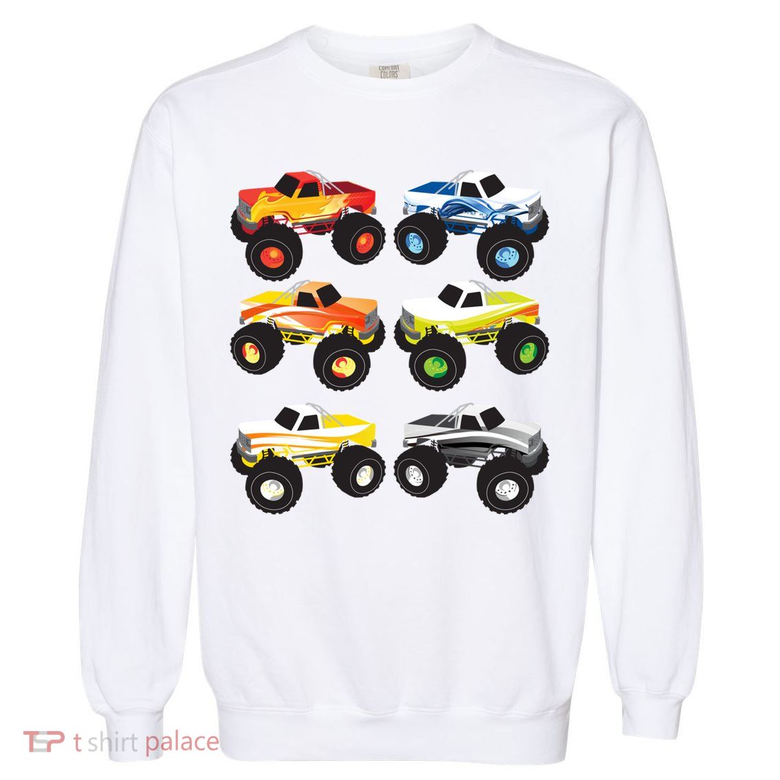 Little Boys Monster Trucks Pickup Truck Funny School Gift Garment-Dyed Sweatshirt