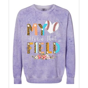 Leopard Baseball Mom My Heart Is On That Field Mother's Day Colorblast Crewneck Sweatshirt