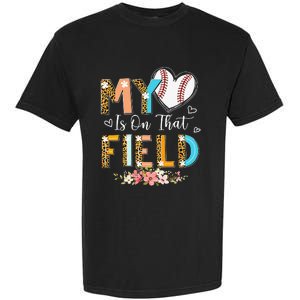 Leopard Baseball Mom My Heart Is On That Field Mother's Day Garment-Dyed Heavyweight T-Shirt