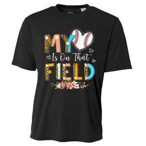 Leopard Baseball Mom My Heart Is On That Field Mother's Day Cooling Performance Crew T-Shirt