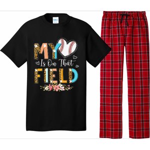 Leopard Baseball Mom My Heart Is On That Field Mother's Day Pajama Set