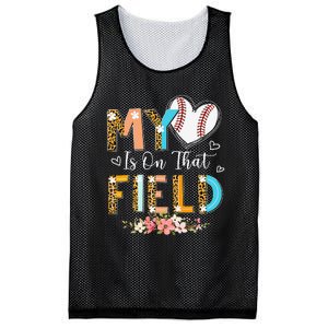 Leopard Baseball Mom My Heart Is On That Field Mother's Day Mesh Reversible Basketball Jersey Tank