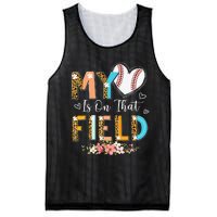 Leopard Baseball Mom My Heart Is On That Field Mother's Day Mesh Reversible Basketball Jersey Tank