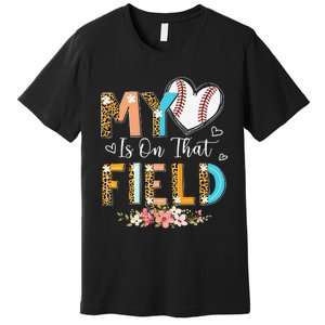 Leopard Baseball Mom My Heart Is On That Field Mother's Day Premium T-Shirt