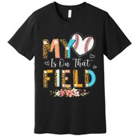 Leopard Baseball Mom My Heart Is On That Field Mother's Day Premium T-Shirt