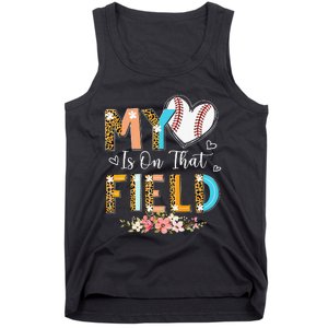 Leopard Baseball Mom My Heart Is On That Field Mother's Day Tank Top