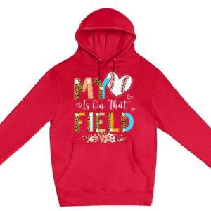 Leopard Baseball Mom My Heart Is On That Field Mother's Day Premium Pullover Hoodie